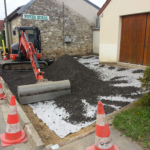 trottoir du foyer rural en travaux